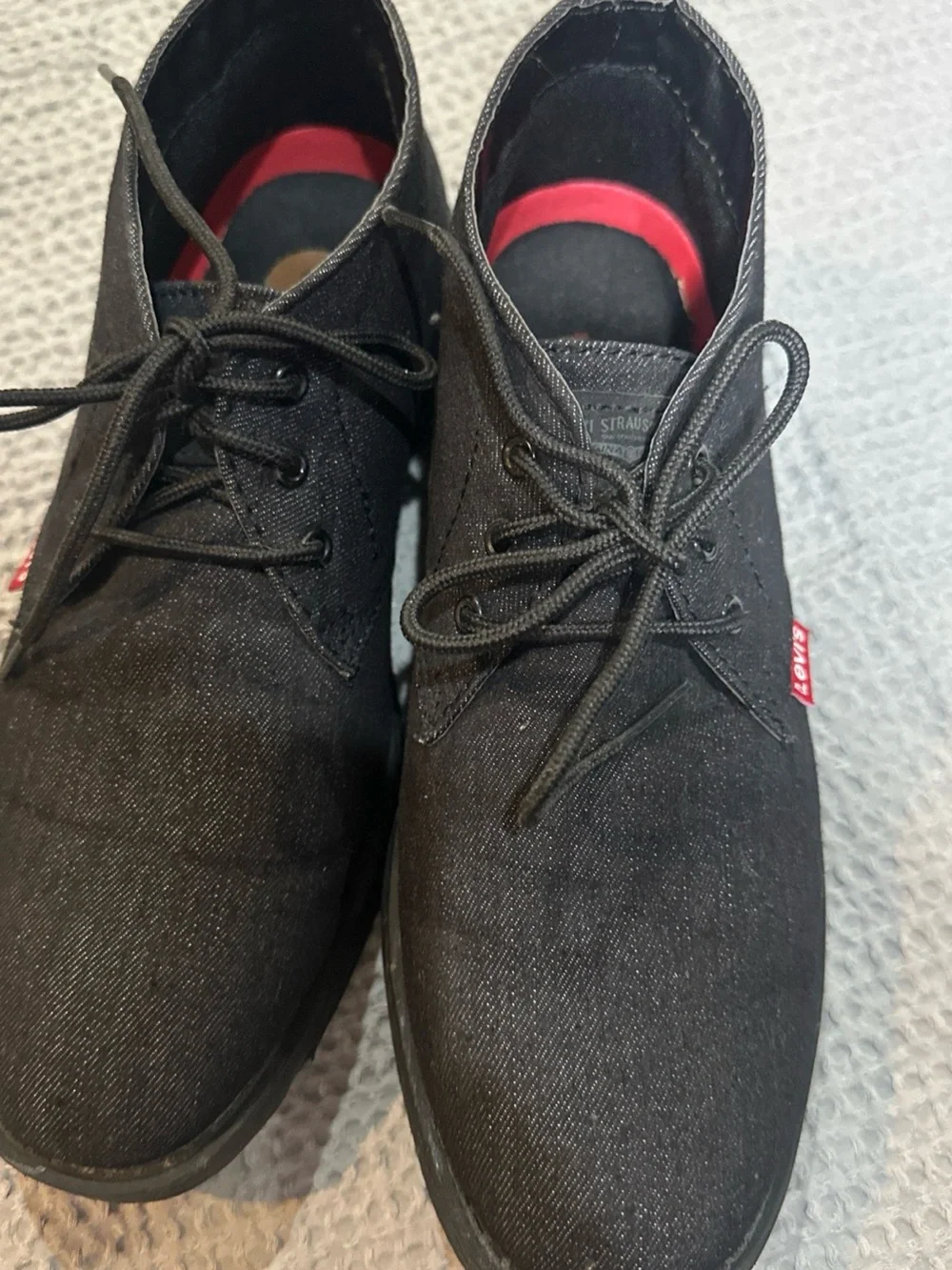 Levi's Men's Black Canvas Chukka Boots with Red Insole Accent